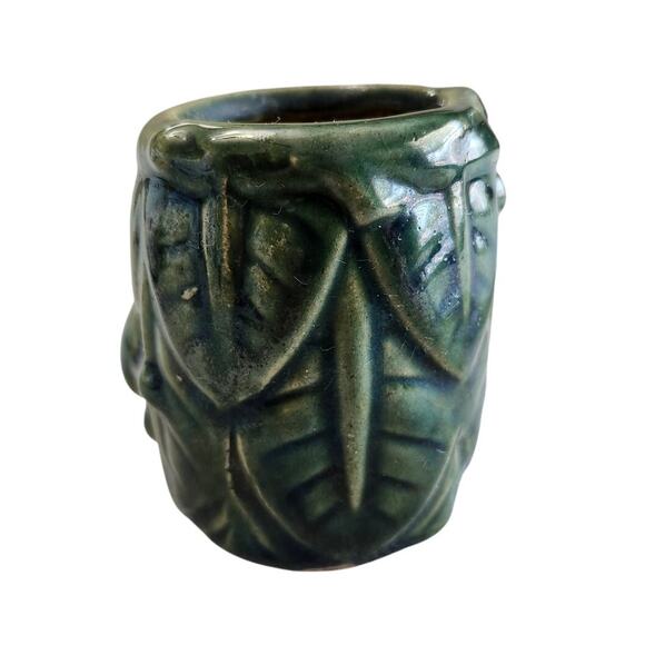 Vintage Pottery Glazed Green Bamboo Elephant Planter Jar - Picture 4 of 11